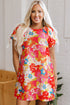 Charming Floral All Over Print Bubble Short Sleeve Summer Day Dress
